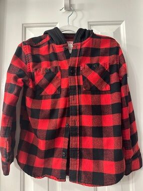 Levi's Kids Red & Black Plaid Hooded Button-Front Shirt